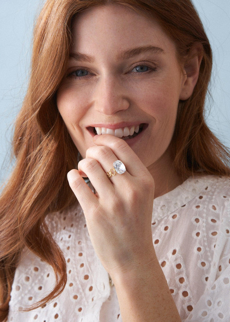 BERNIE CRYSTAL RING - CLEAR