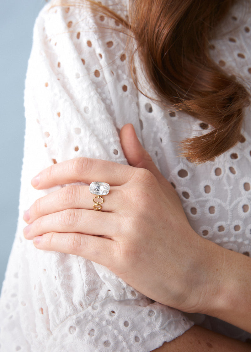 BERNIE CRYSTAL RING - CLEAR
