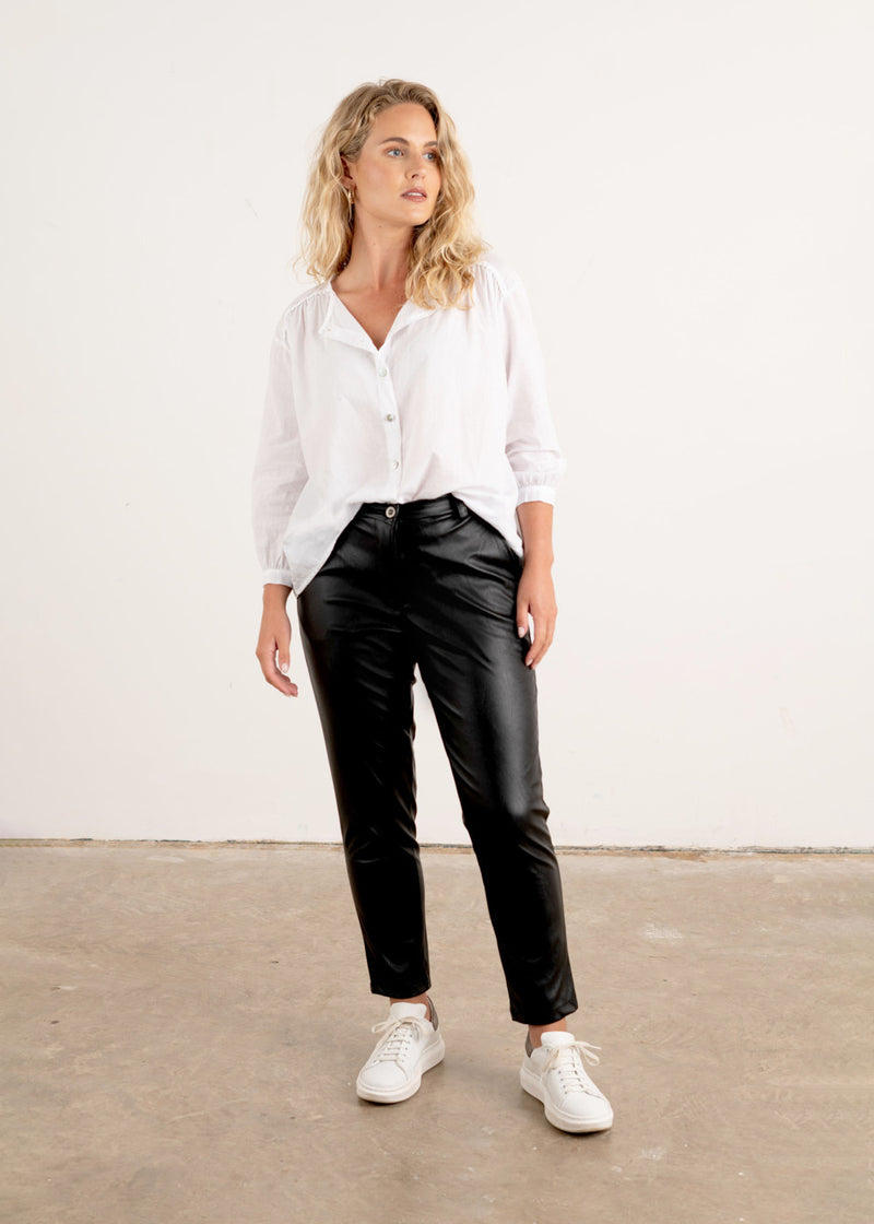 Leather Look High Waisted Straight Leg Trousers | Misspap UK