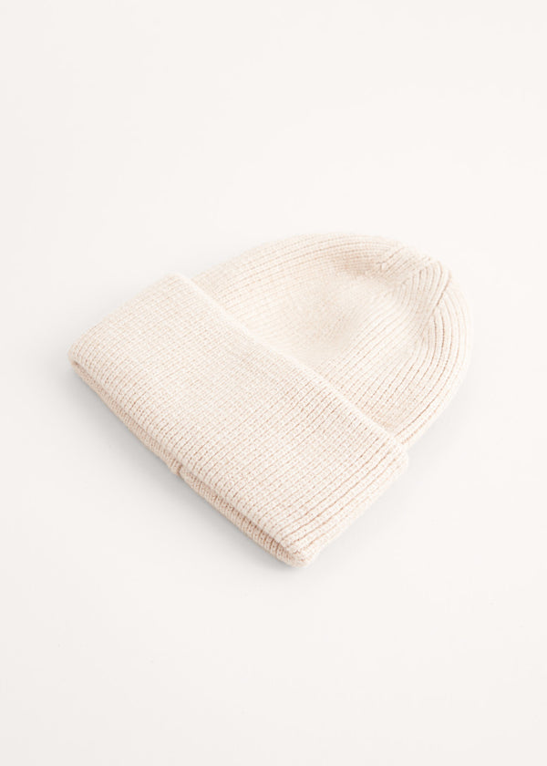 Cream wool mix beanie hat