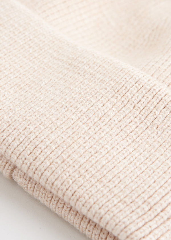 Cream wool mix beanie hat
