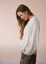 Oatmeal long sleeve blouse