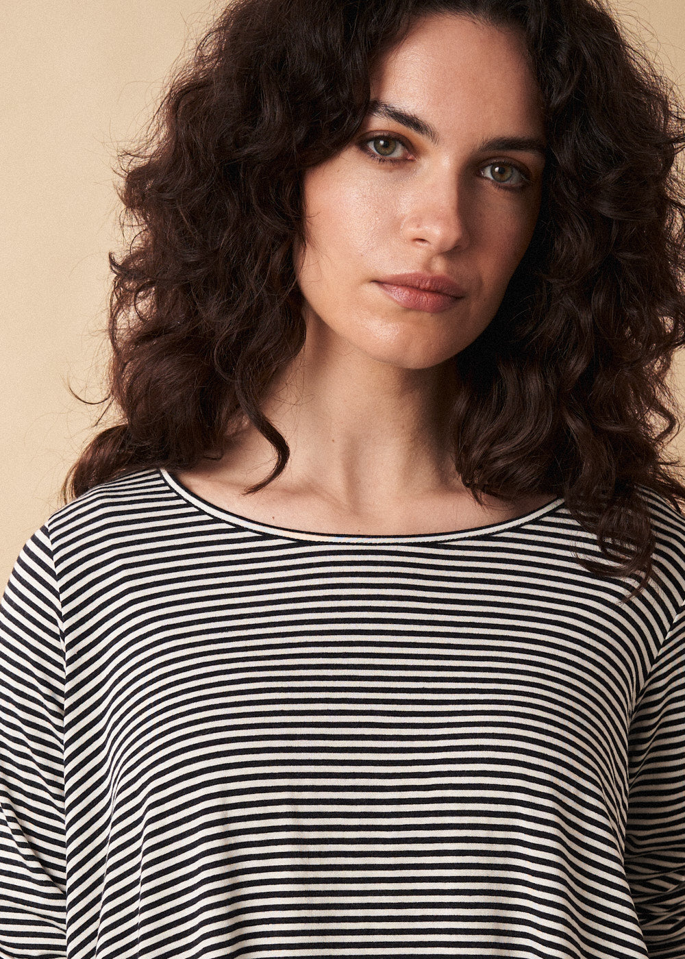 【BAON】25SS★ [BAONHAUS] Kenny Stripe Frill Long Sleeve Tee Sunburst Rib Long Sleeve Tee | FBM
