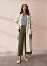 Oatmeal trench coat with waist tie