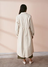 Oatmeal trench coat with waist tie