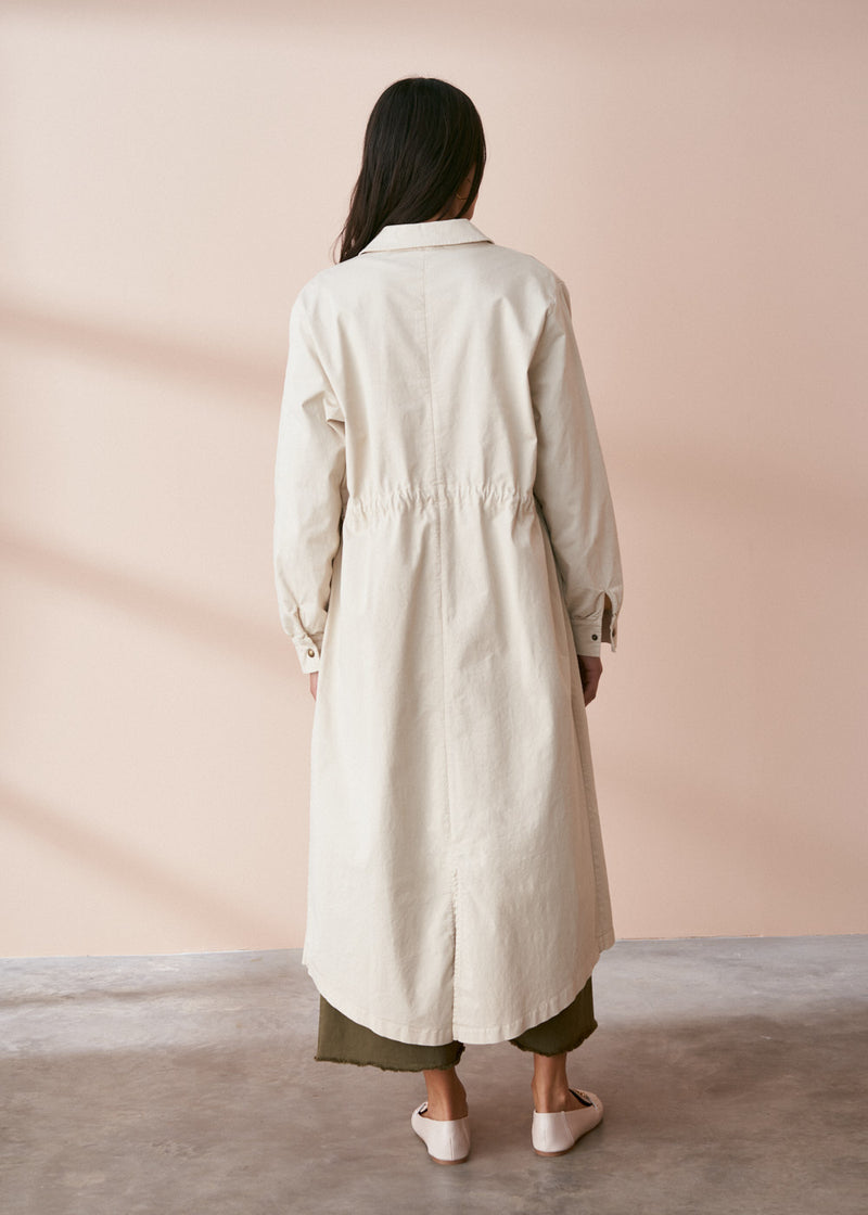 Oatmeal trench coat with waist tie
