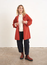 Oversized red rusty cotton parka coat