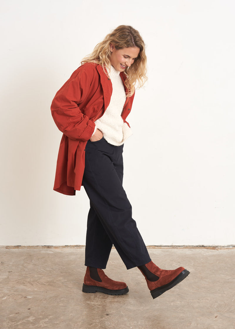 Oversized red rusty cotton parka coat