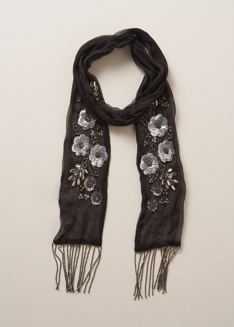 BETTY SEQUIN SCARF - BLACK