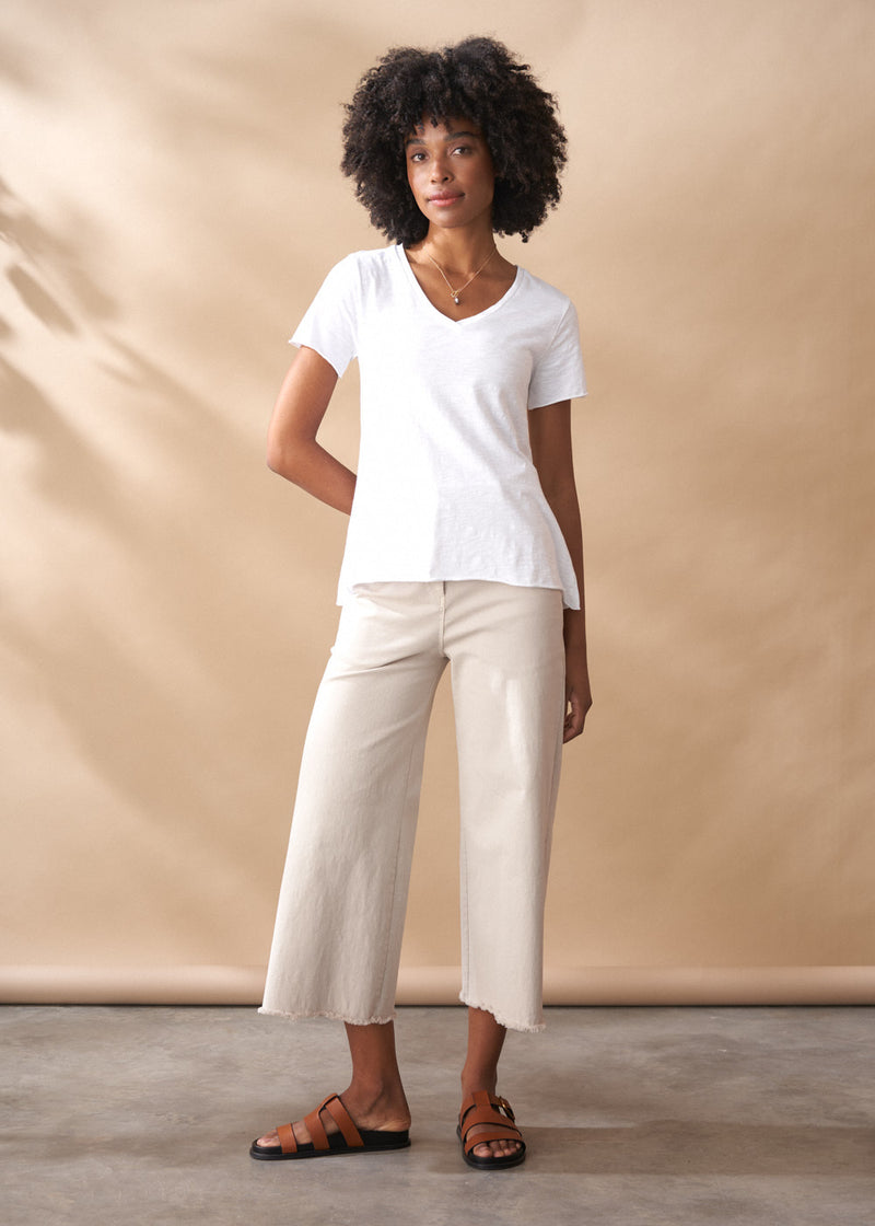 White v-neck cotton t-shirt