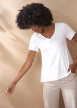 White v-neck cotton t-shirt