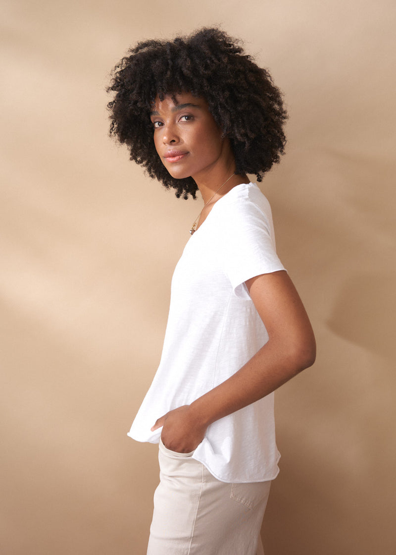 White v-neck cotton t-shirt