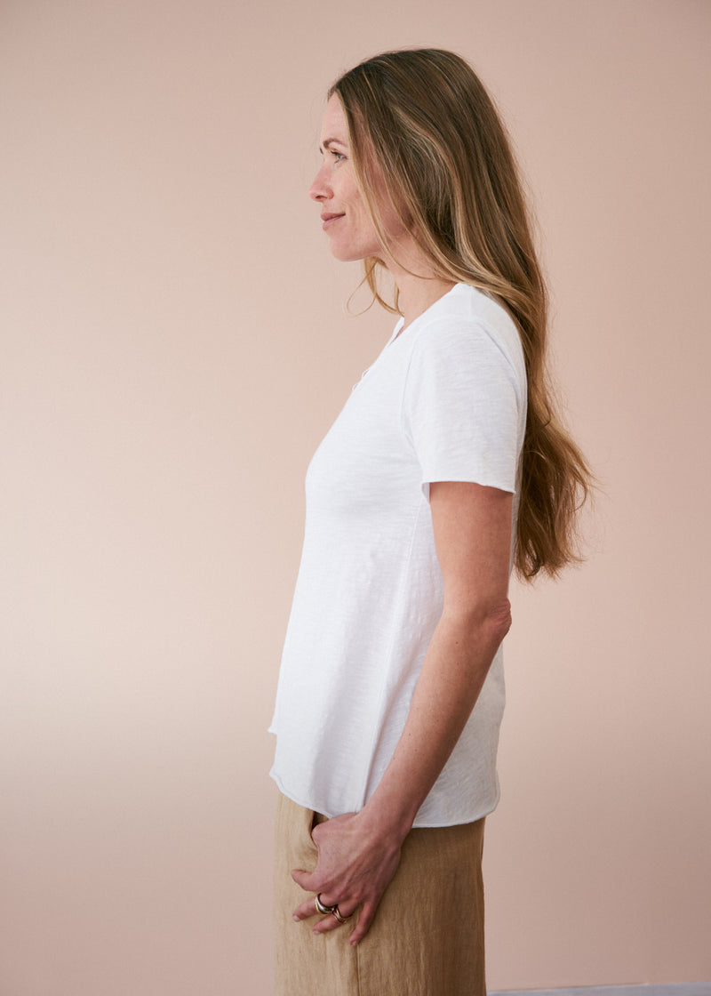White v-neck cotton t-shirt