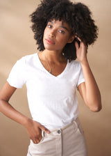 White v-neck cotton t-shirt