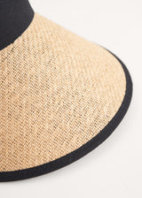 Natural straw visor with black trim