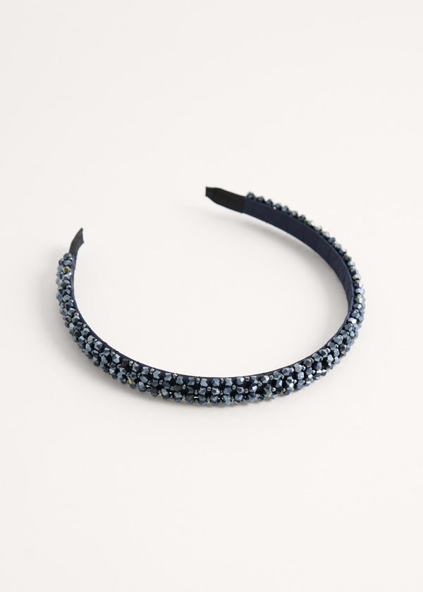 Dark blue thin beaded headband