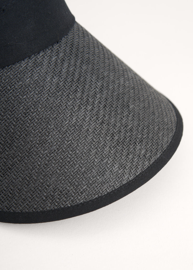 Black woven straw visor