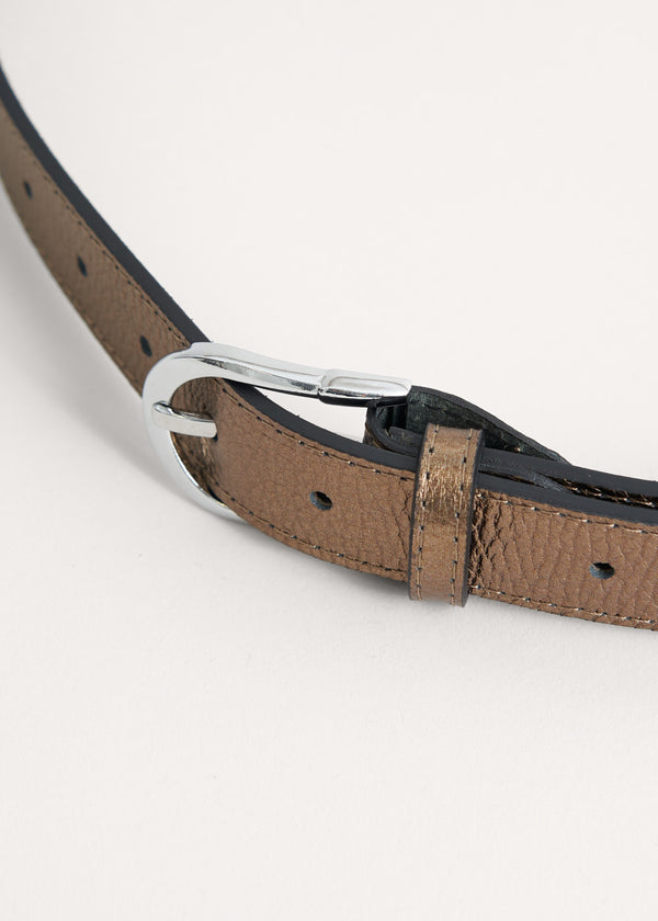 Champagne gold leather belt