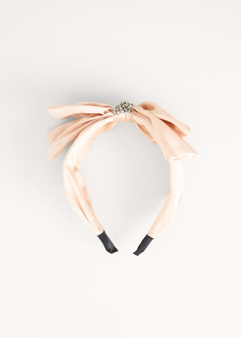 Pale blush crystal bow headband