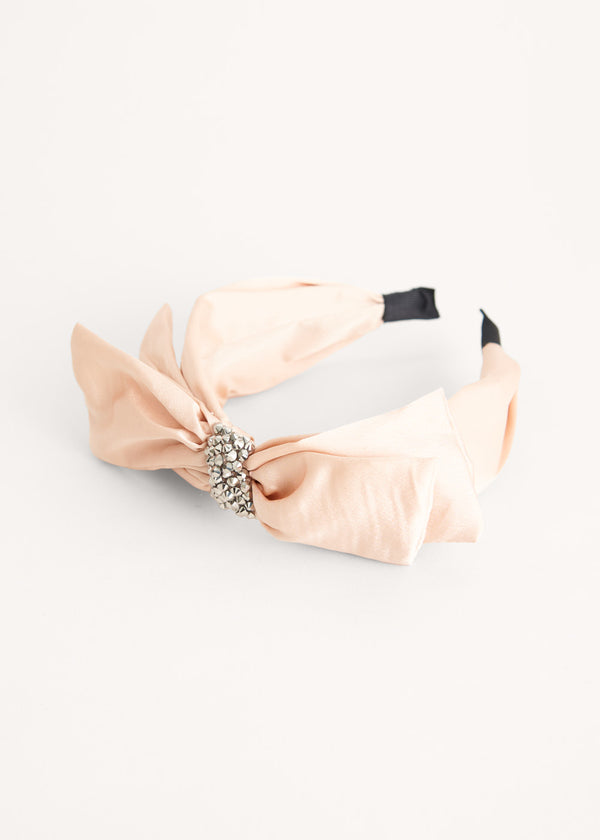 Pale blush crystal bow headband