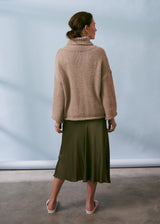 Light stone brown oversized rollneck jumper