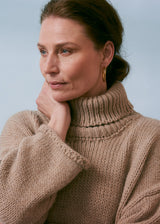 Light stone brown oversized rollneck jumper