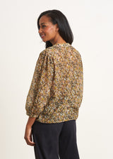 Olive green floral blouse