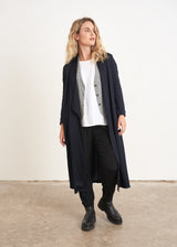 Longline dark blue satin jacket