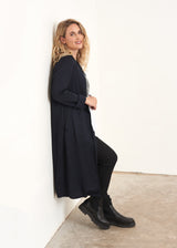 Longline dark blue satin jacket