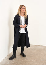 Longline dark blue satin jacket