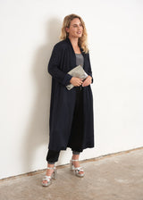 Longline dark blue satin jacket