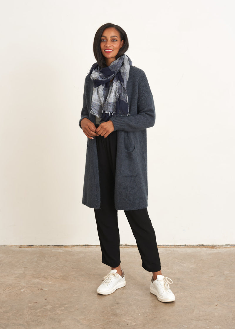 Dark blue mid length cardigan