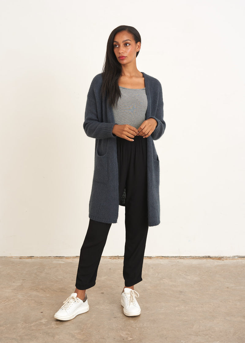 Dark blue mid length cardigan