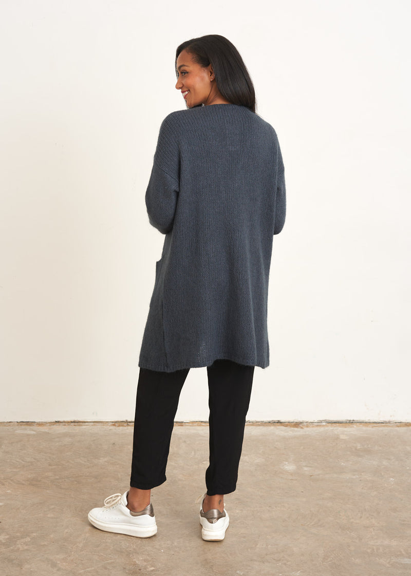 Dark blue mid length cardigan