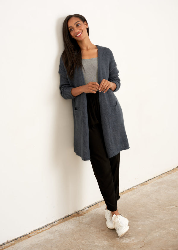 Dark blue mid length cardigan