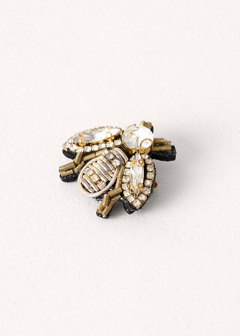 Beaded bumble bee brooch gold