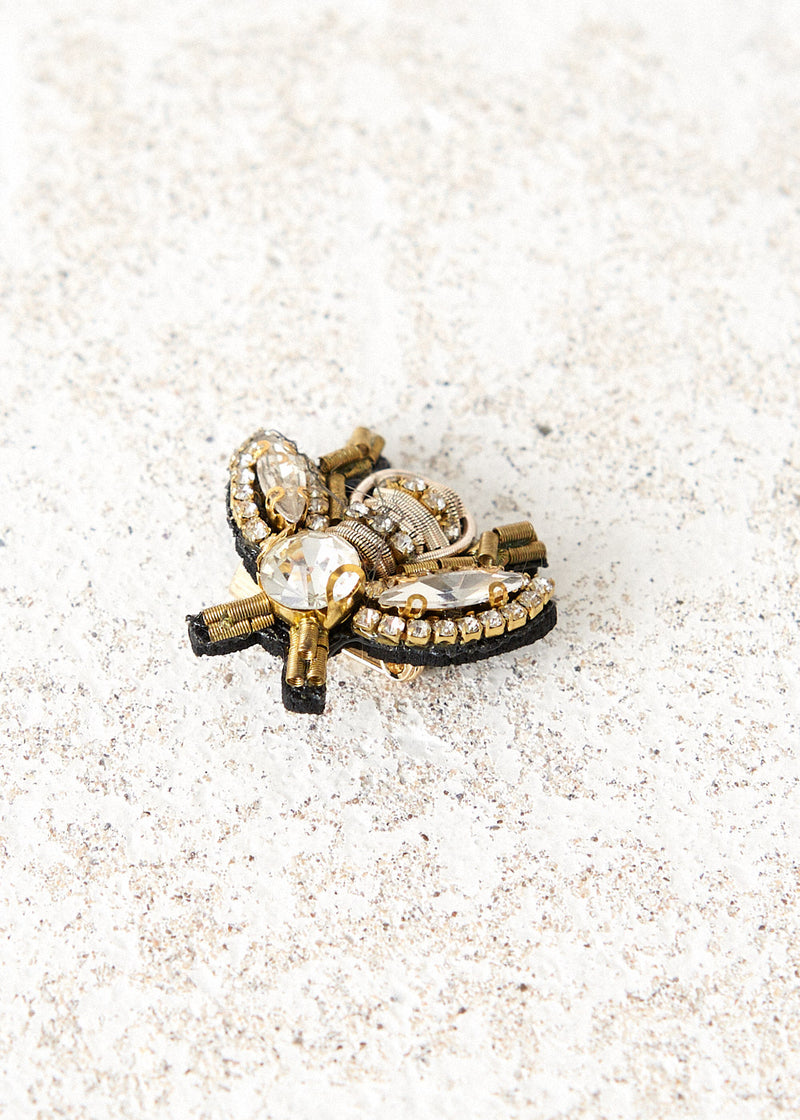 Beaded bumble bee brooch gold