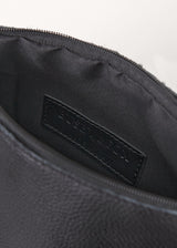 Large black leather flag bag