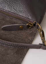 Dark brown leather flap cross body bag