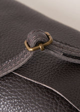 Dark brown leather flap cross body bag