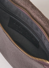 Dark brown leather flap cross body bag