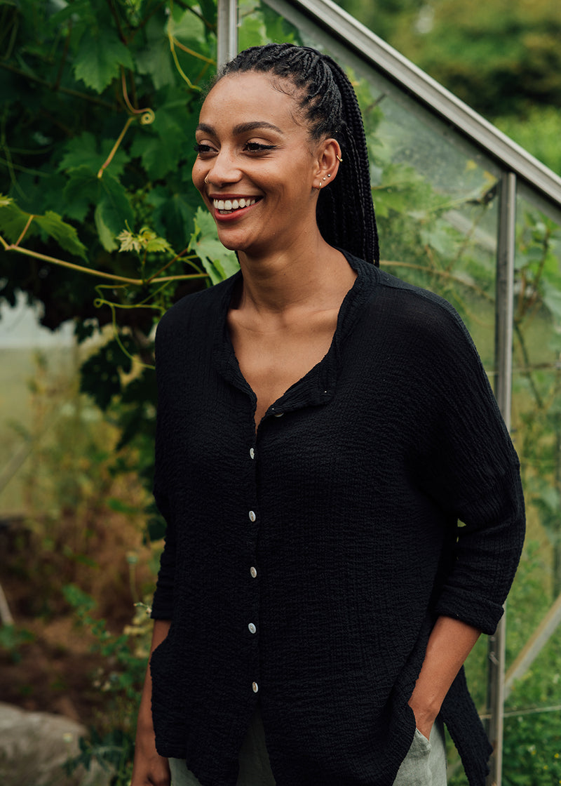Black waffle texture top