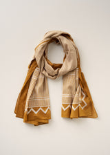Mustard printed cotton scarf