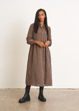 Rosegold and black checked midi dress