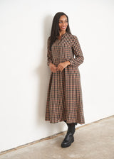 Rosegold and black checked midi dress