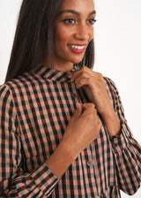 Rosegold and black checked midi dress