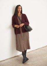 Rosegold and black checked midi dress