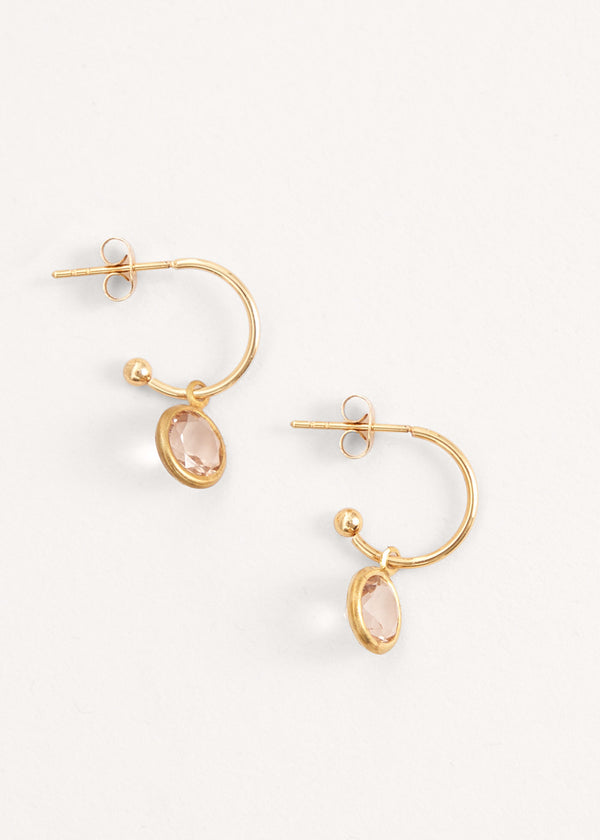 Small gem drop hoop earrings