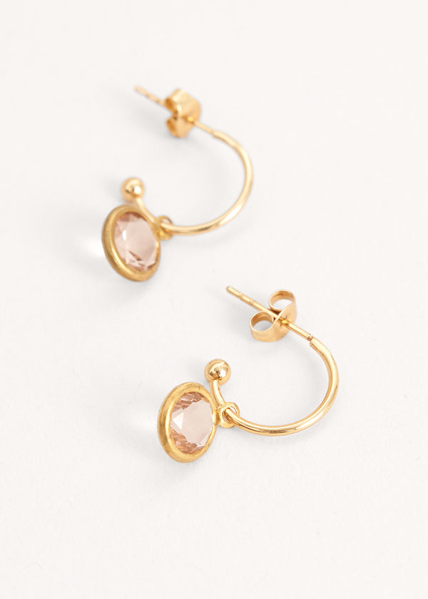 Small gem drop hoop earrings