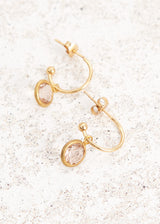 Small gem drop hoop earrings